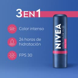 BÁLSAMO LABIAL NIVEA 3 EN 1 NIVEA TONO ROSA 4.8 GR 2