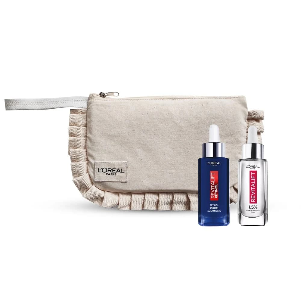 Pack Serum Revitalift Retinol + Serum Revitalift Hialurónico Día L'Oreal Paris + Clutch