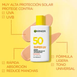 Protector Solar Facial Fluido Super UV Antimanchas Glow Universal FPS 50+ Garnier 40ml 4