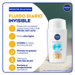 Protector Solar Facial NIVEA Sun Fluido Diario Invisible FPS 50+ 40 ml 2