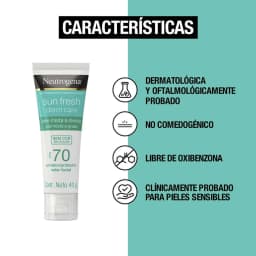Protector Solar Facial Sun fresh Derm care Sin color FPS 70 40g Neutrogena 3