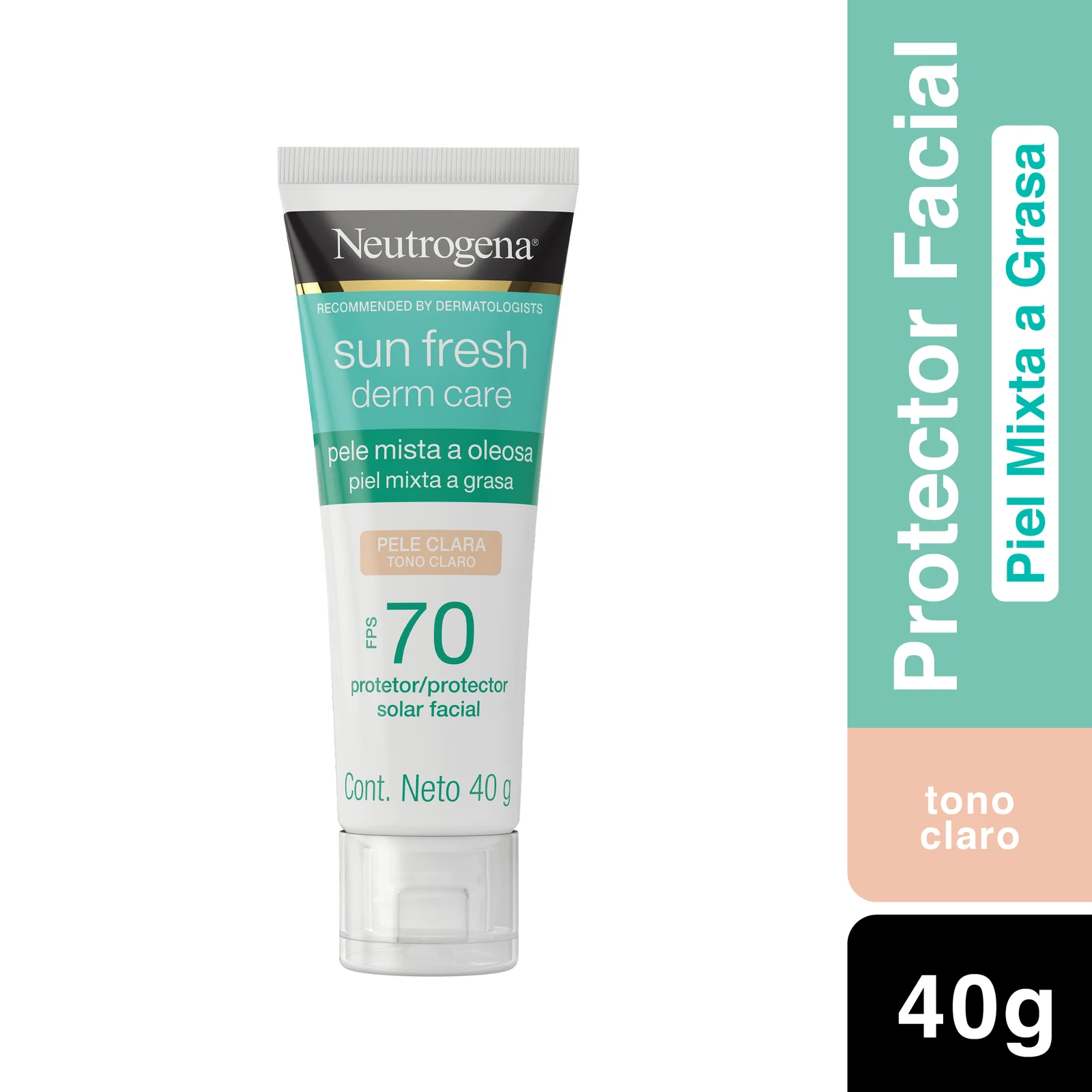 Protector Solar Facial Sun fresh Derm care Tono claro FPS 70 40g Neutrogena