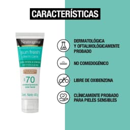 Protector Solar Facial Sun fresh Derm care Tono medio FPS 70 40g Neutrogena 3