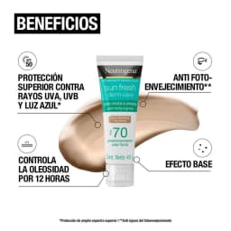 Protector Solar Facial Sun fresh Derm care Tono medio FPS 70 40g Neutrogena 4