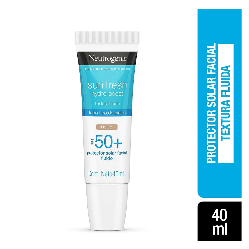Protector Solar Facial Sun Fresh Hydro Boost Ácido Hialurónico Color 2.0 FPS 50+ 40ml Neutrogena